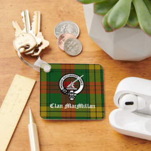 Clan MacMillan Crest Badge and Tartan Keychain