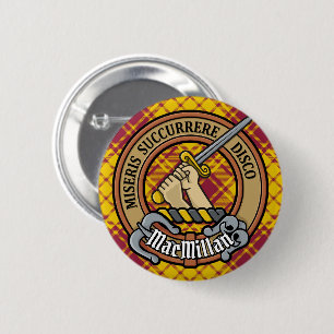 Clan MacMillan Crest over Dress Tartan 2 Inch Round Button