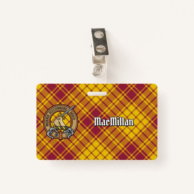 Clan MacMillan Crest over Dress Tartan Badge (Front with Clip)
