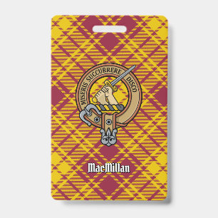 Clan MacMillan Crest over Dress Tartan Badge