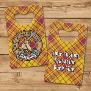 Clan MacMillan Crest over Dress Tartan Credit Card Bottle Opener