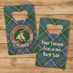 Clan MacMillan Crest over Hunting Tartan Credit Card Bottle Opener