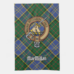 Clan MacMillan Crest over Hunting Tartan Kitchen Towel