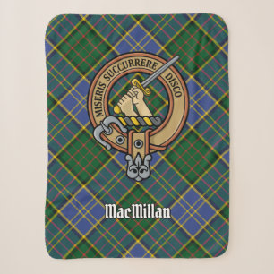 Clan MacMillan Crest over Hunting Tartan Sherpa Blanket