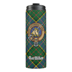 Clan MacMillan Crest over Hunting Tartan Thermal Tumbler