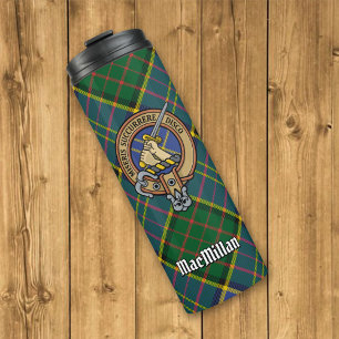 Clan MacMillan Crest over Hunting Tartan Thermal Tumbler
