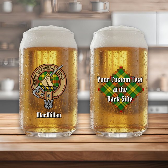 Clan MacMillan Crest over Tartan Can Glass (Creator Uploaded)