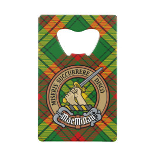 Clan MacMillan Crest over Tartan Credit Card Bottle Opener