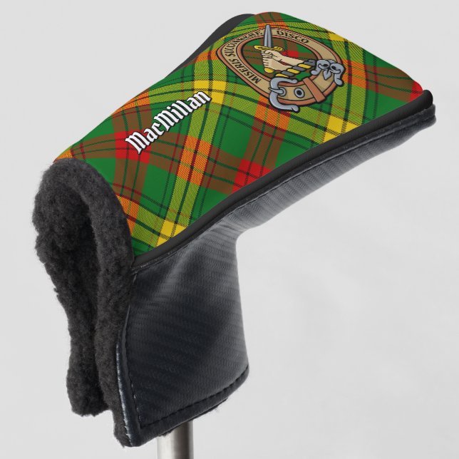 Clan MacMillan Crest over Tartan Golf Head Cover (3/4 Front)