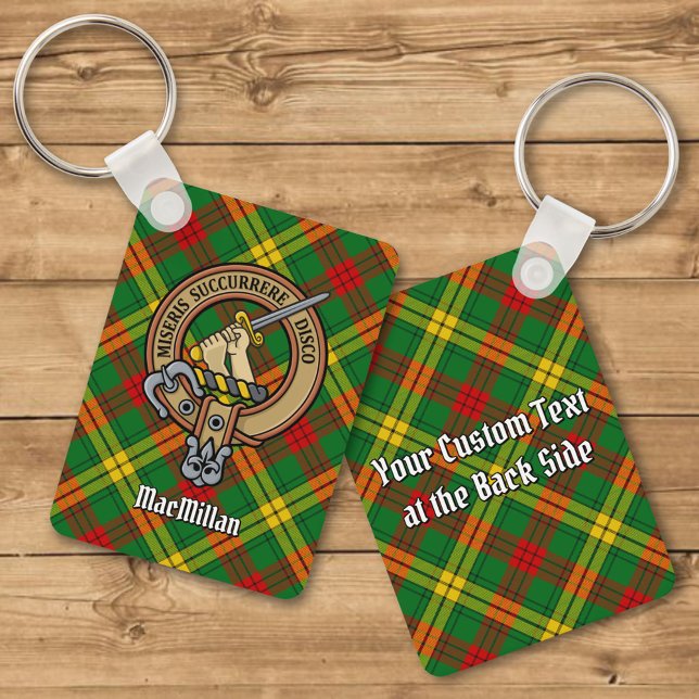 Clan MacMillan Crest over Tartan Keychain (Creator Uploaded)