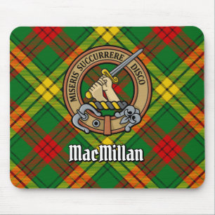 Clan MacMillan Crest over Tartan Mouse Pad