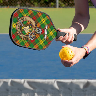 Clan MacMillan Crest over Tartan Pickleball Paddle