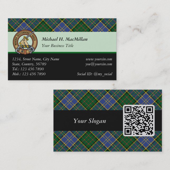 Clan MacMillan Hunting Tartan Business Card (Front/Back)