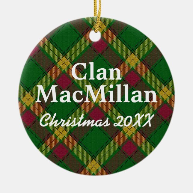 Clan MacMillan Scottish Tartan Ceramic Ornament (Front)