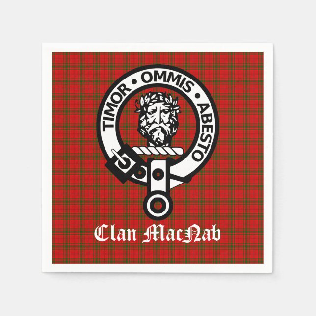 Clan MacNab Crest Badge and Tartan Napkin (Front)