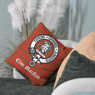 Clan MacNab Crest Badge and Tartan Throw Pillow