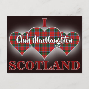 Clan MacNaughton I Love Scotland Tartan Heart Postcard