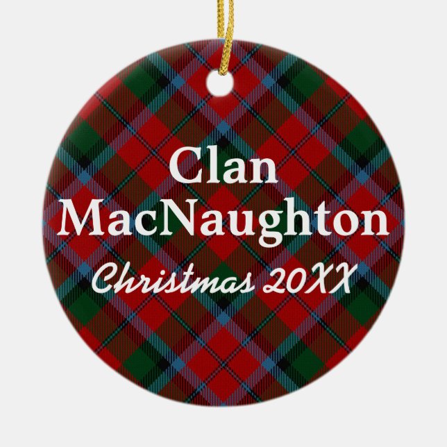 Clan MacNaughton Scottish Tartan Ceramic Ornament (Front)