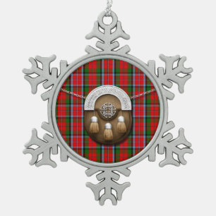 Clan MacNaughton Tartan And Sporran Snowflake Pewter Christmas Ornament