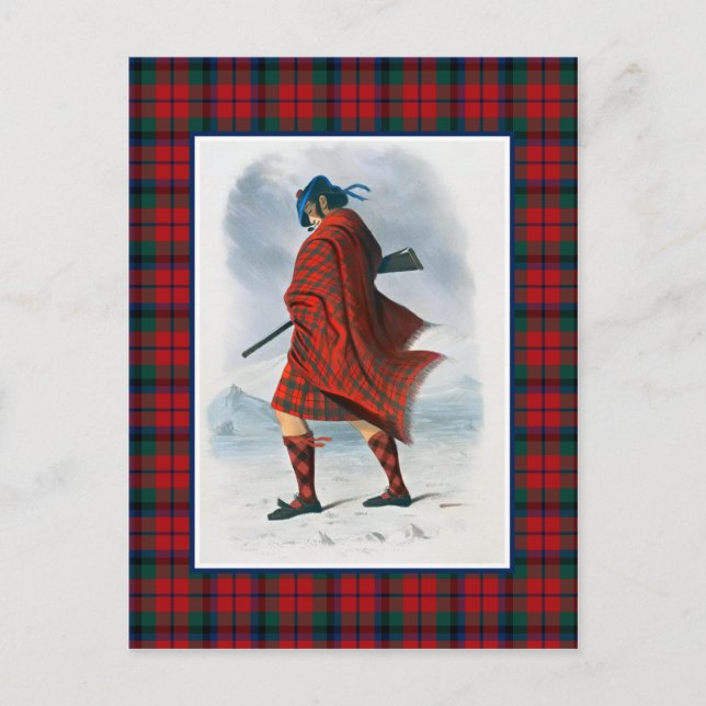 Clan MacNaughton Vintage Illustration Tartan Frame Postcard (Front)