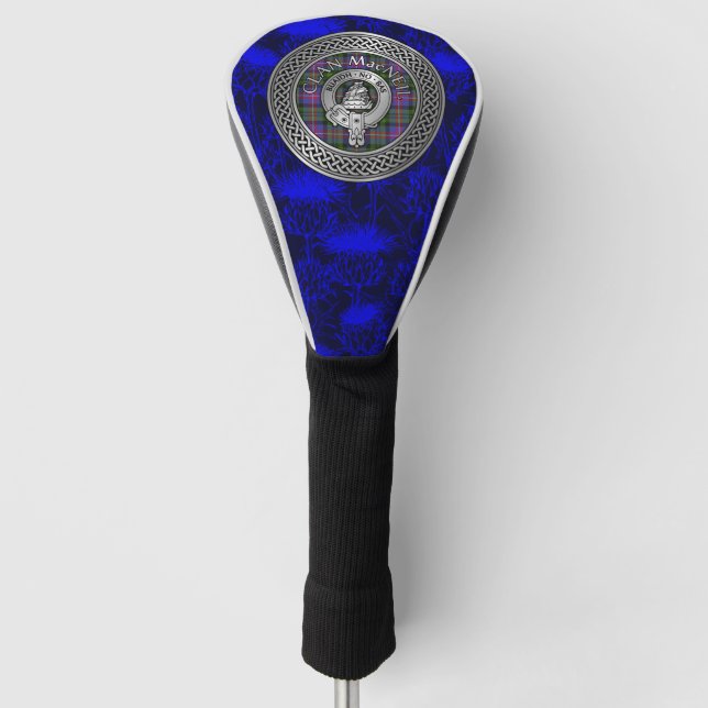 Clan MacNeil Crest & Tartan Knot Golf Head Cover (Front)