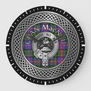 Clan MacNeil Crest & Tartan Knot Large Clock