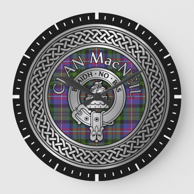 Clan MacNeil Crest & Tartan Knot Large Clock (Front)
