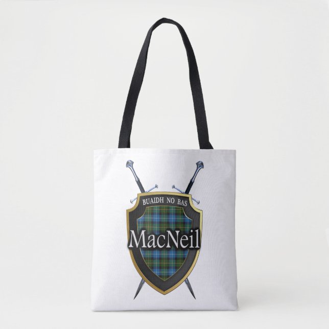 Clan MacNeil Swords and Shield Tartan Plaid Tote Bag (Front)