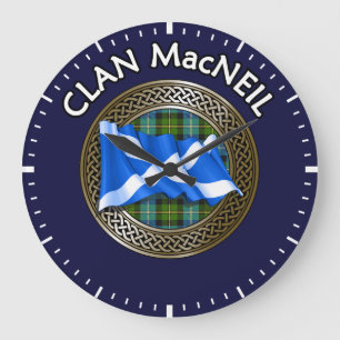 Clan MacNeil Tartan Knot & Flag Large Clock