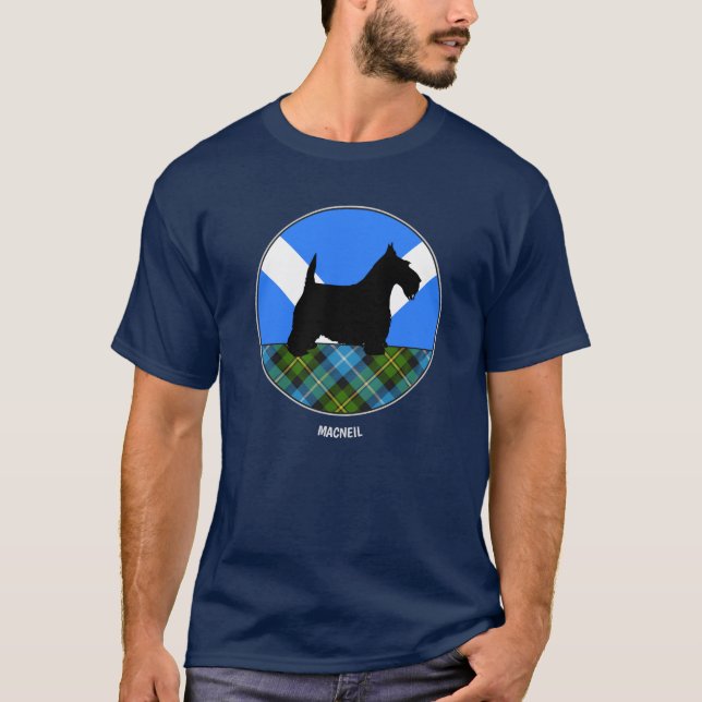Clan MacNeil Tartan & Scottie T-Shirt (Devant)