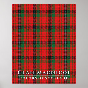 Clan MacNicol Colors of Scotland Red Tartan Poster