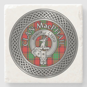 Clan MacPhail Crest & Tartan Knot Stone Coaster