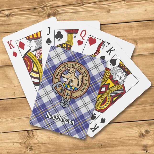 Clan MacPherson Crest over Blue Dress Tartan Playing Cards (Creator Uploaded)