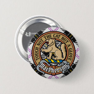Clan MacPherson Crest over Dress Tartan 2 Inch Round Button