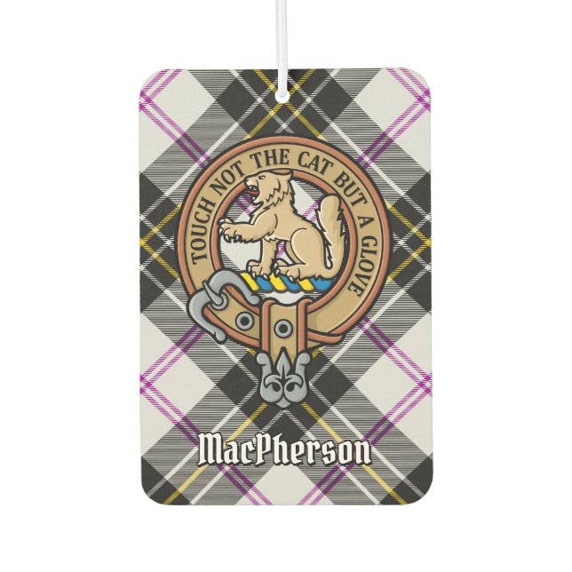 Clan MacPherson Crest over Dress Tartan Air Freshener (Front)