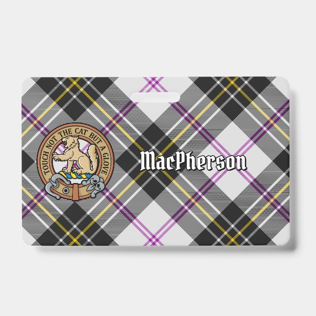 Clan MacPherson Crest over Dress Tartan Badge (Front)