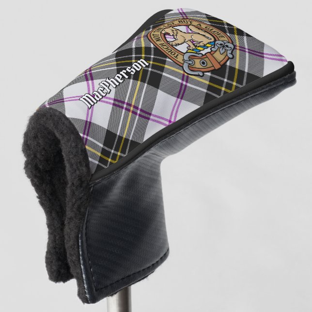 Clan MacPherson Crest over Dress Tartan Golf Head Cover (3/4 Front)