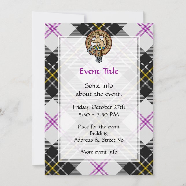 Clan MacPherson Crest over Dress Tartan Invitation (Front)