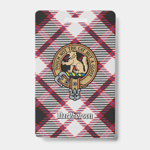 Clan MacPherson Crest over Hunting Tartan Badge