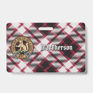 Clan MacPherson Crest over Hunting Tartan Badge