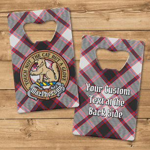 Clan MacPherson Crest over Hunting Tartan Credit Card Bottle Opener