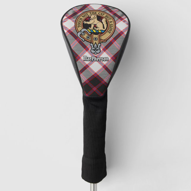 Clan MacPherson Crest over Hunting Tartan Golf Head Cover (Front)