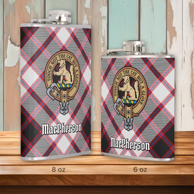 Clan MacPherson Crest over Hunting Tartan Hip Flask (Creator Uploaded)