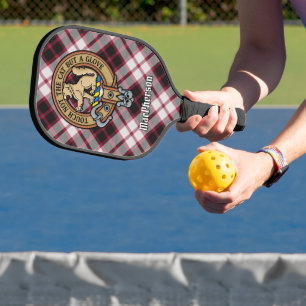 Clan MacPherson Crest over Hunting Tartan Keychain Pickleball Paddle
