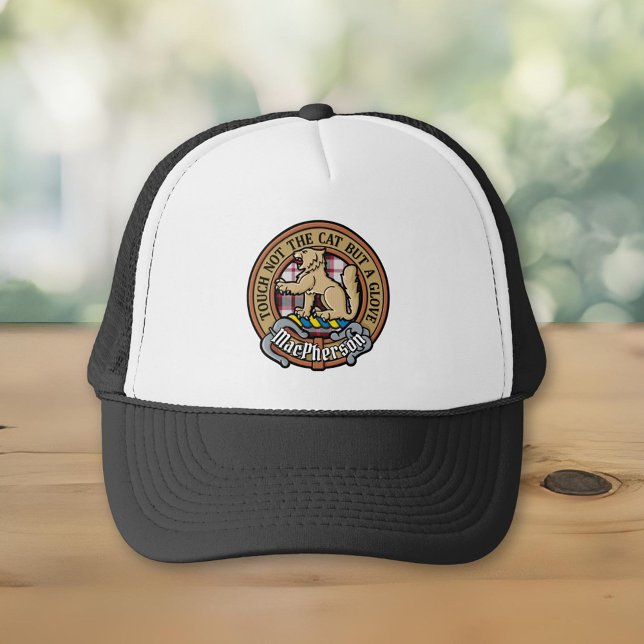 Clan MacPherson Crest over Hunting Tartan Trucker Hat (Creator Uploaded)