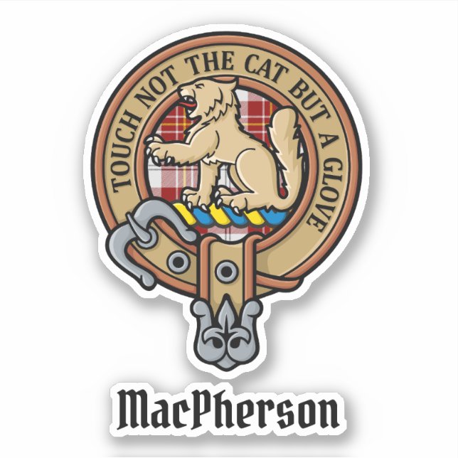 Clan MacPherson Crest over Red Dress Tartan (Front)