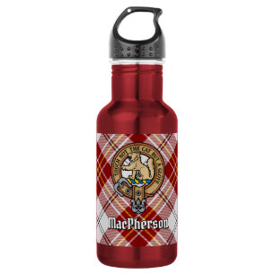 Clan MacPherson Crest over Red Dress Tartan 532 Ml Water Bottle