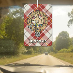 Clan MacPherson Crest over Red Dress Tartan Air Freshener