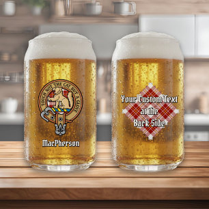 Clan MacPherson Crest over Red Dress Tartan Can Glass