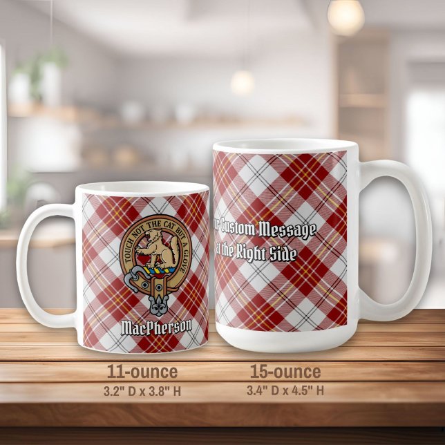 Clan MacPherson Crest over Red Dress Tartan Coffee Mug (Creator Uploaded)
